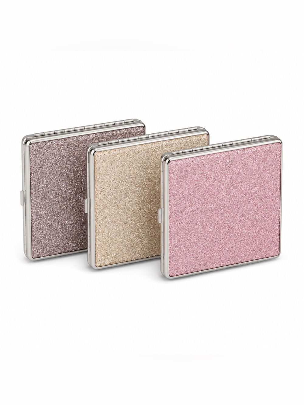 Glitter Metal Cigarette Case - Pink, Gold, Silver - Picture 2 of 6
